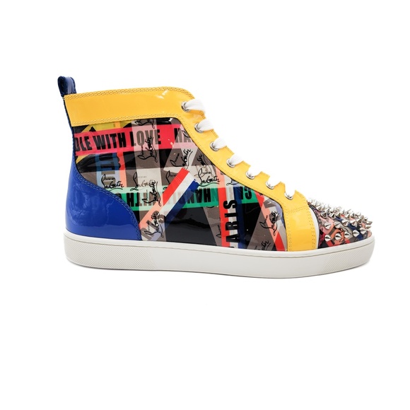 Christian Louboutin Louis Spiked Leather High-Top Sneakers Shoes EU 43.5 US 10.5 - Picture 2 of 12